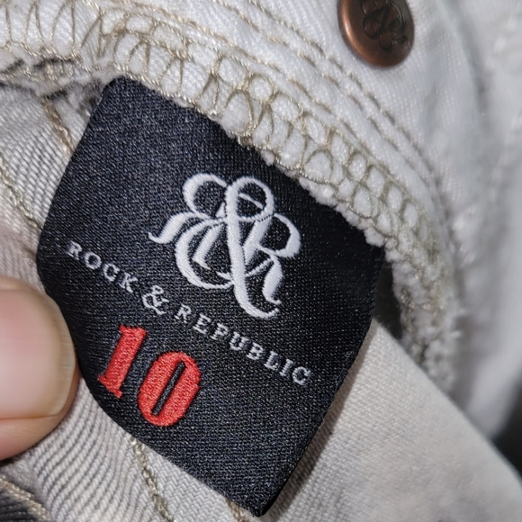 Rock & Republic Tie Dye Berlin Skinny Jeans Black & White Tie Dye Size 10 - Picture 9 of 9